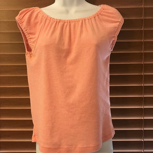 J. Crew Peach Stripe Peasant Shirt sz M ~ A126